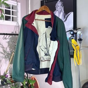 Ocean Current USA Jacket Color Block Windbreaker Sailing Nautical Mens